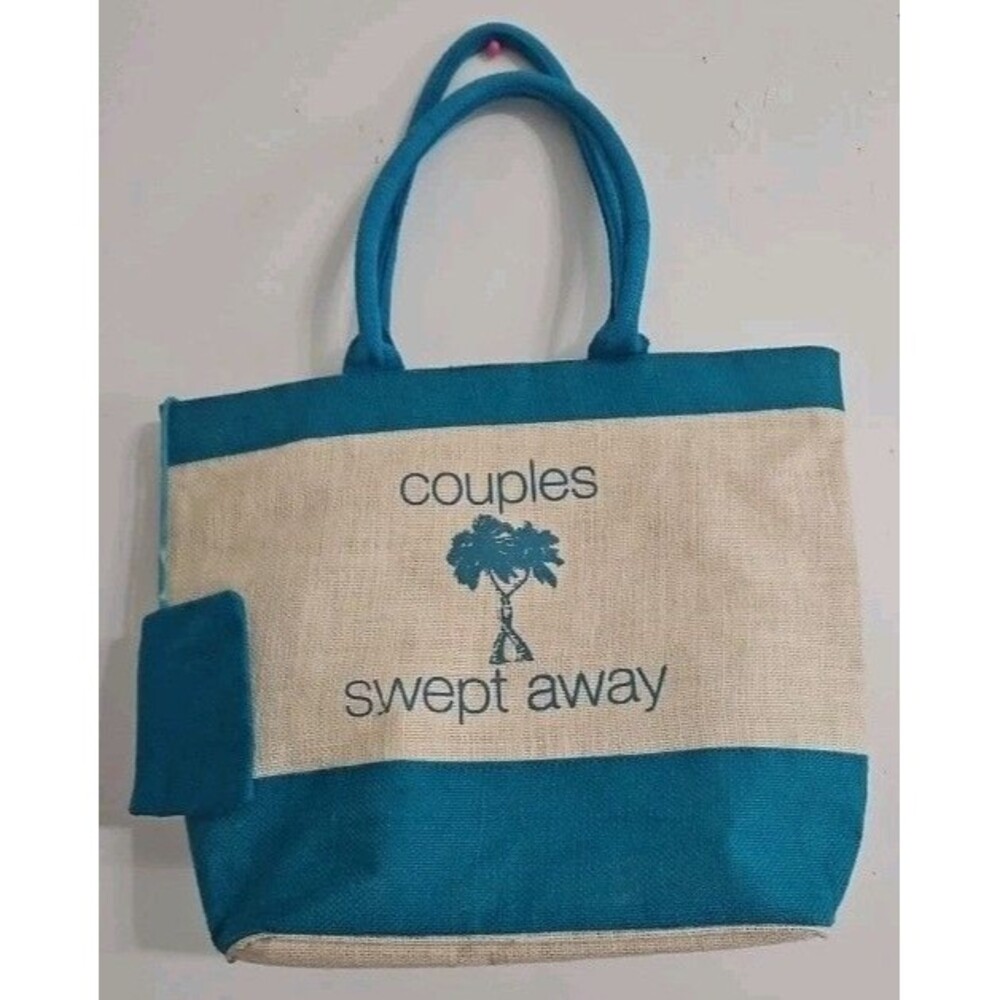 Burlap Tote Cruise Beach Bag Jute Reusable Shopping Travel / Coin Pouch 13"x 17"